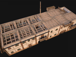 Medieval European Brick House 3D Model