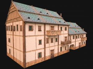 Medieval European Brick House 3D Model