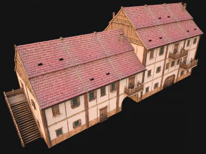 Medieval European Brick House 3D Model