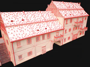 Medieval European Brick House 3D Model