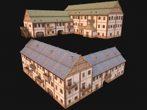 Medieval Large Town House 3 Floors Modelo 3D