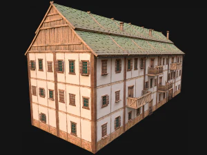 Medieval Large Town House 3 Floors 3D Model