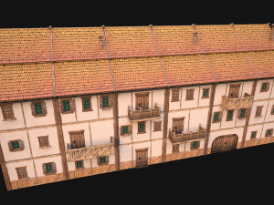 Medieval Large Town House 3 Floors Modelo 3D