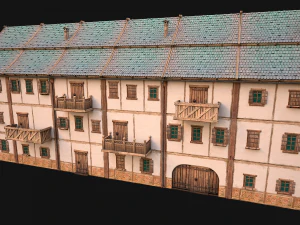 Medieval Large Town House 3 Floors 3D Model