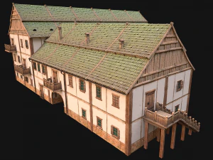 Medieval Large Town House 3 Floors 3D Model