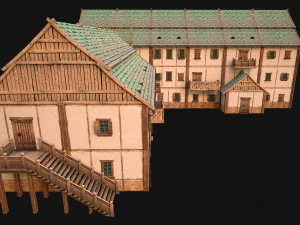 Medieval Large Town House 3 Floors 3D Model