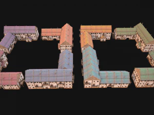Medieval Large Town House 3 Floors 3D Model