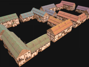 Medieval Large Town House 3 Floors Modelo 3D