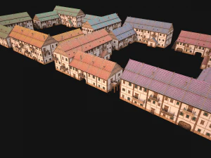 Medieval Large Town House 3 Floors 3D Model
