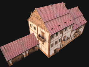 Medieval Brick Town House with Barn Modelo 3D