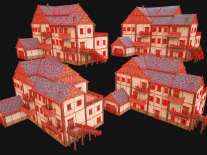 Medieval Town Building Pack 5 Models 3D 模型