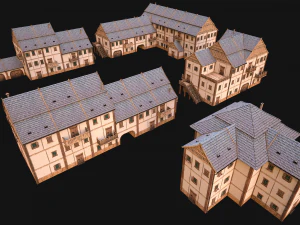 Medieval Town Building Pack 5 Models 3D Model