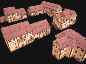 Medieval Town Building Pack 5 Models 3D Model