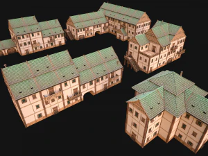 Medieval Town Building Pack 5 Models 3D Model