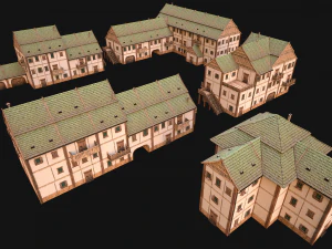 Medieval Town Building Pack 5 Models 3D Model