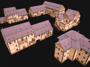 Medieval Town Building Pack 5 Models 3D Model