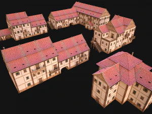 Medieval Town Building Pack 5 Models 3D Model