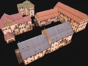 Medieval Town Building Pack 5 Models 3D Model