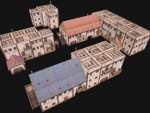 Medieval Town Building Pack 5 Models 3D Model