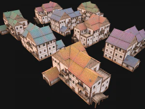 Medieval Town Building Pack 5 Models 3D Model