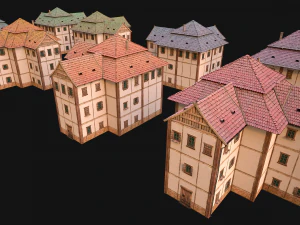Medieval Town Building Pack 5 Models 3D Model