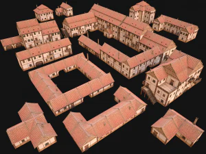 Medieval Town House City Pack 15 Buildings 3D Model