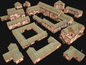 Medieval Town House City Pack 15 Buildings 3D Model
