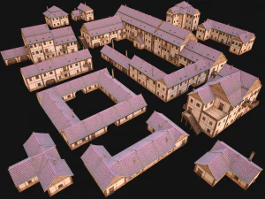 Medieval Town House City Pack 15 Buildings 3D Model
