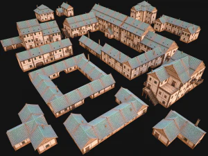Medieval Town House City Pack 15 Buildings 3D Model