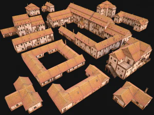 Medieval Town House City Pack 15 Buildings 3D Model