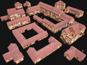 Medieval Town House City Pack 15 Buildings 3D Model