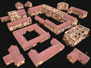 Medieval Town House City Pack 15 Buildings 3D Model