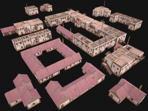 Medieval Town House City Pack 15 Buildings 3D Модель