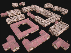 Medieval Town House City Pack 15 Buildings 3D Model