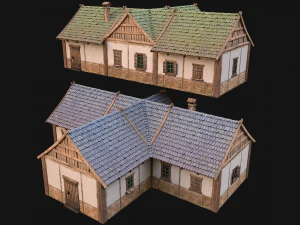 Medieval Town House City Pack 15 Buildings 3D Model