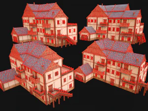 Medieval Town House City Pack 15 Buildings 3D Model