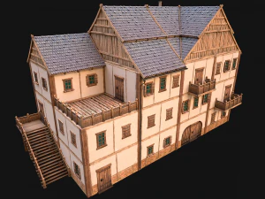 Medieval Town House City Pack 15 Buildings 3D Model