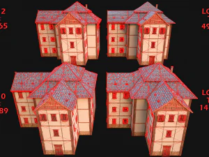 Medieval Town House City Pack 15 Buildings 3D Model