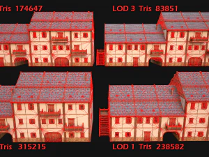 Medieval Town House City Pack 15 Buildings 3D Model