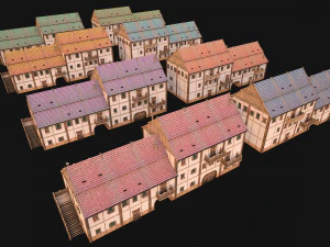 Medieval Town House City Pack 15 Buildings 3D Model