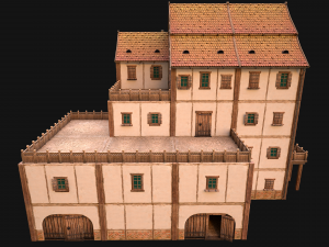 Medieval Skyscraper House with Barn 3D Model