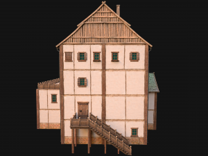 Medieval Skyscraper House with Barn 3D Model