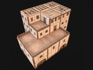 Medieval Skyscraper House with Barn 3D Model