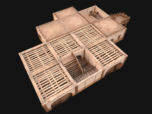 Medieval Skyscraper House with Barn 3D Model