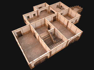 Medieval Skyscraper House with Barn 3D Model