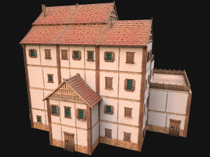 Medieval Skyscraper House with Barn 3D Model