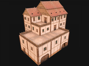 Medieval Skyscraper House with Barn 3D Model