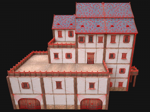 Medieval Skyscraper House with Barn 3D Model