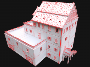Medieval Skyscraper House with Barn 3D Model
