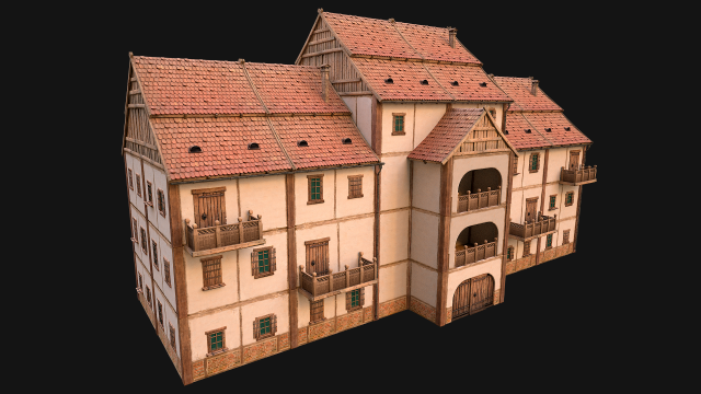 Medieval House Cottage Skyscraper 3D 模型 .c4d .max .obj .3ds .fbx .stl .blend 